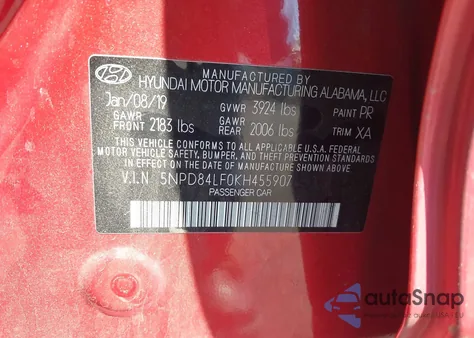 2019 Hyundai Elantra Value Edition from USA, damaged, VIN 5NPD84LF0KH455907